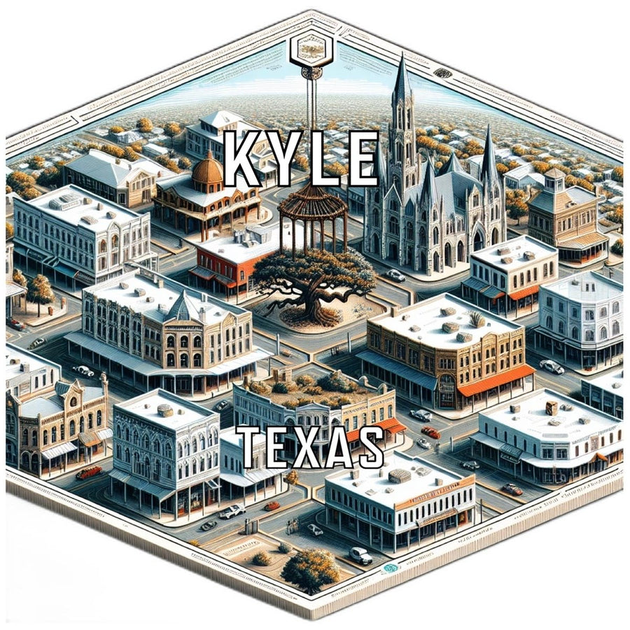 Kyle Texas Souvenir Travel Destination Die Cut Hexagon Fridge Magnet Image 1