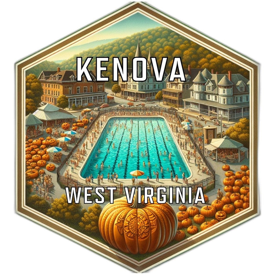 Kenova West Virginia Souvenir Travel Destination Die Cut Hexagon Fridge Magnet Image 1