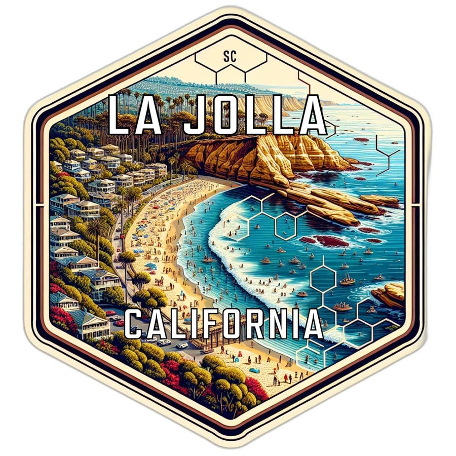 La Jolla California Souvenir Travel Destination Die Cut Hexagon Fridge Magnet Image 1