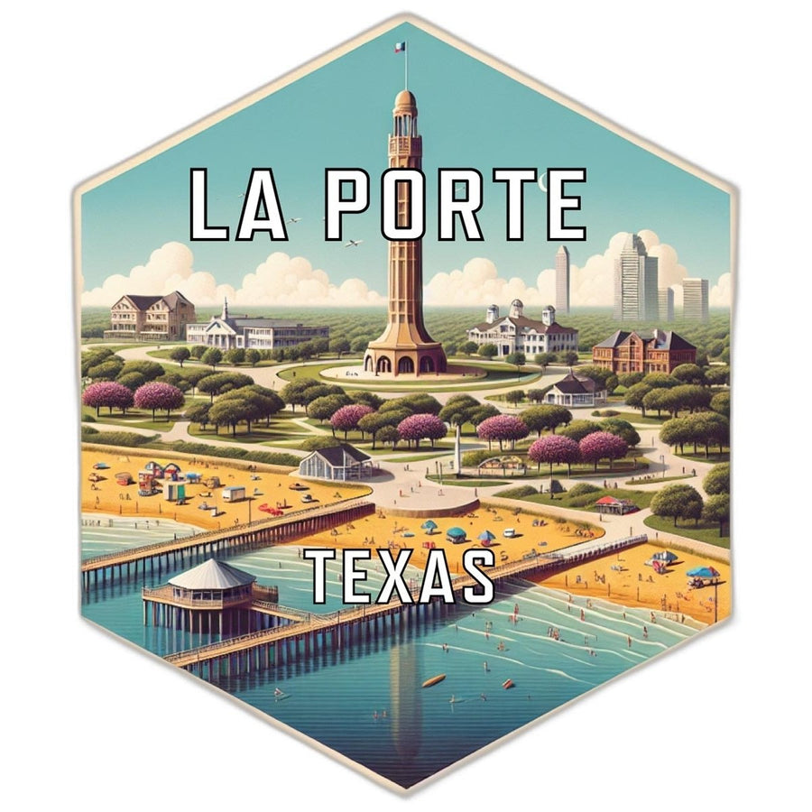 La Porte Texas Souvenir Travel Destination Die Cut Hexagon Fridge Magnet Image 1