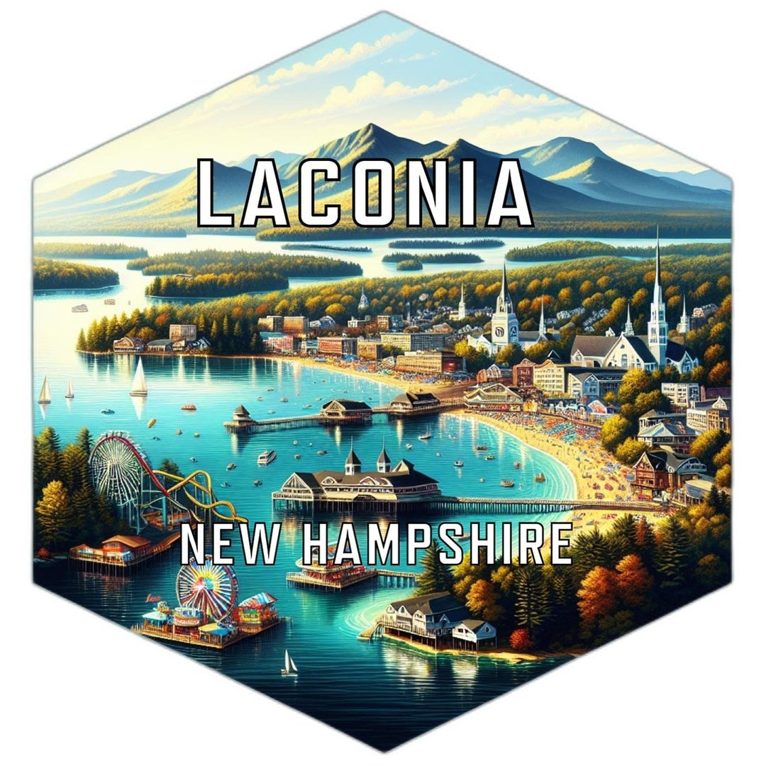 Laconia Hampshire Souvenir Travel Destination Die Cut Hexagon Fridge Magnet Image 1