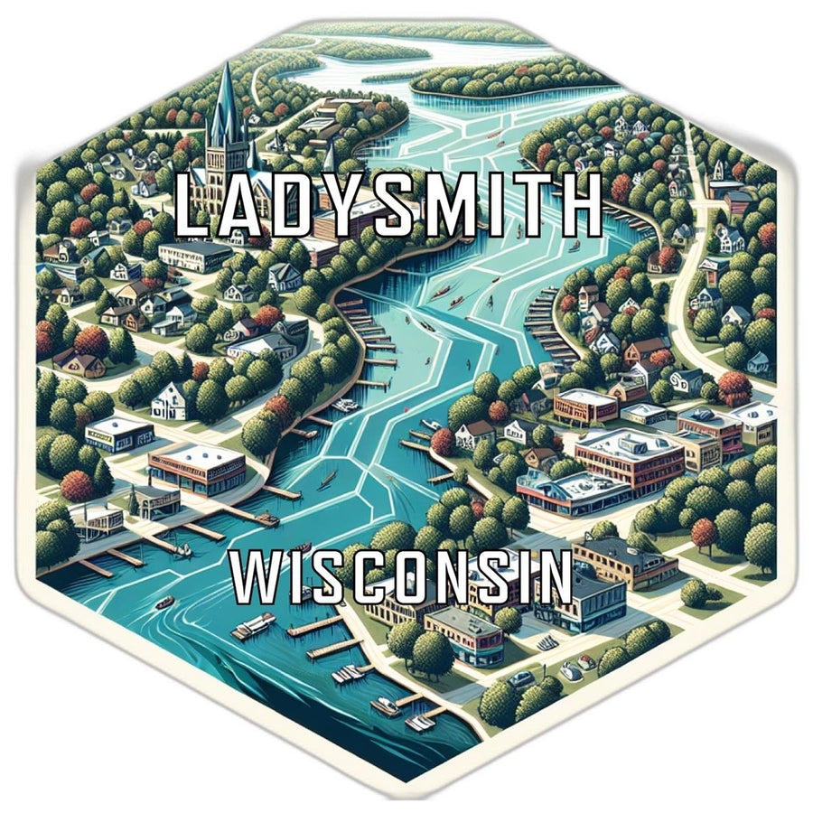 Ladysmith Wisconsin Souvenir Travel Destination Die Cut Hexagon Fridge Magnet Image 1