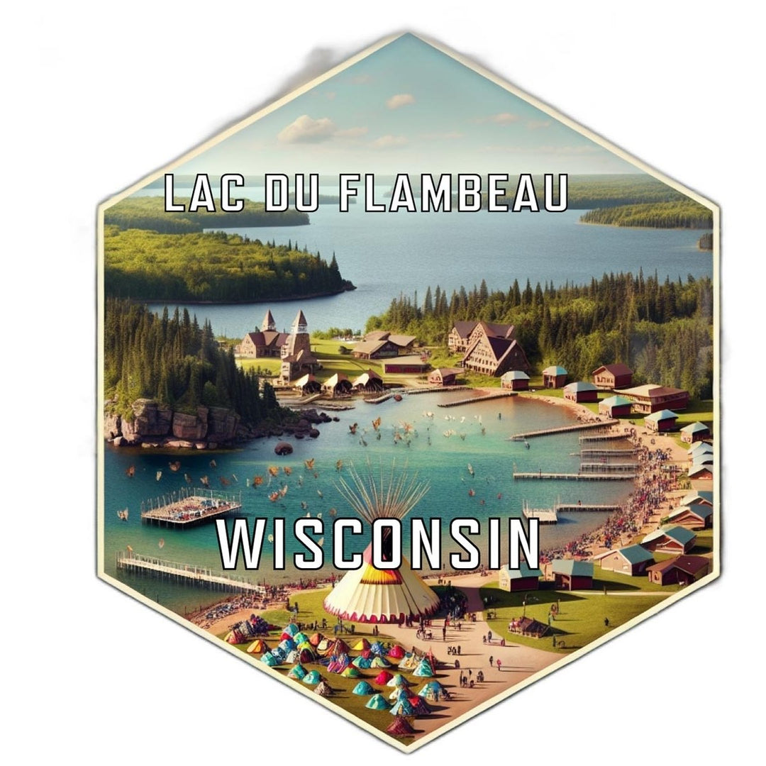 Lac Du Flambeau Wisconsin Souvenir Travel Destination Die Cut Hexagon Fridge Magnet Image 1