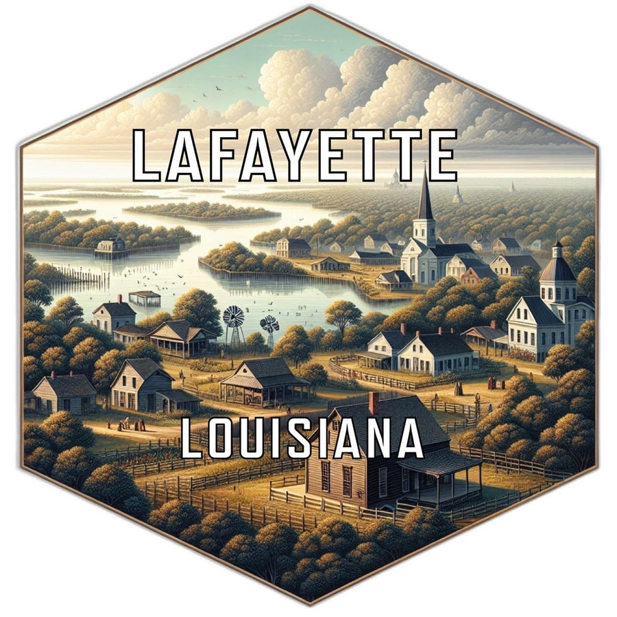 Lafayette Louisiana Souvenir Travel Destination Die Cut Hexagon Fridge Magnet Image 1