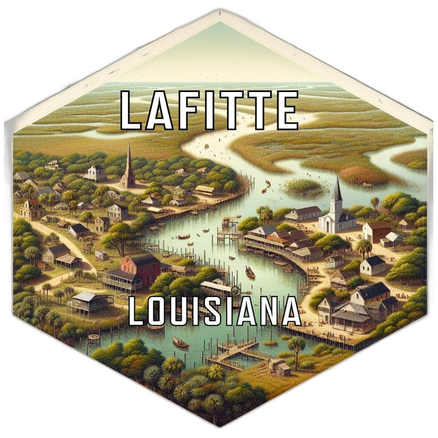 Lafitte Louisiana Souvenir Travel Destination Die Cut Hexagon Fridge Magnet Image 1