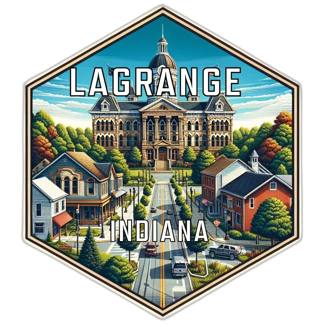 Lagrange Indiana Souvenir Travel Destination Die Cut Hexagon Fridge Magnet Image 1