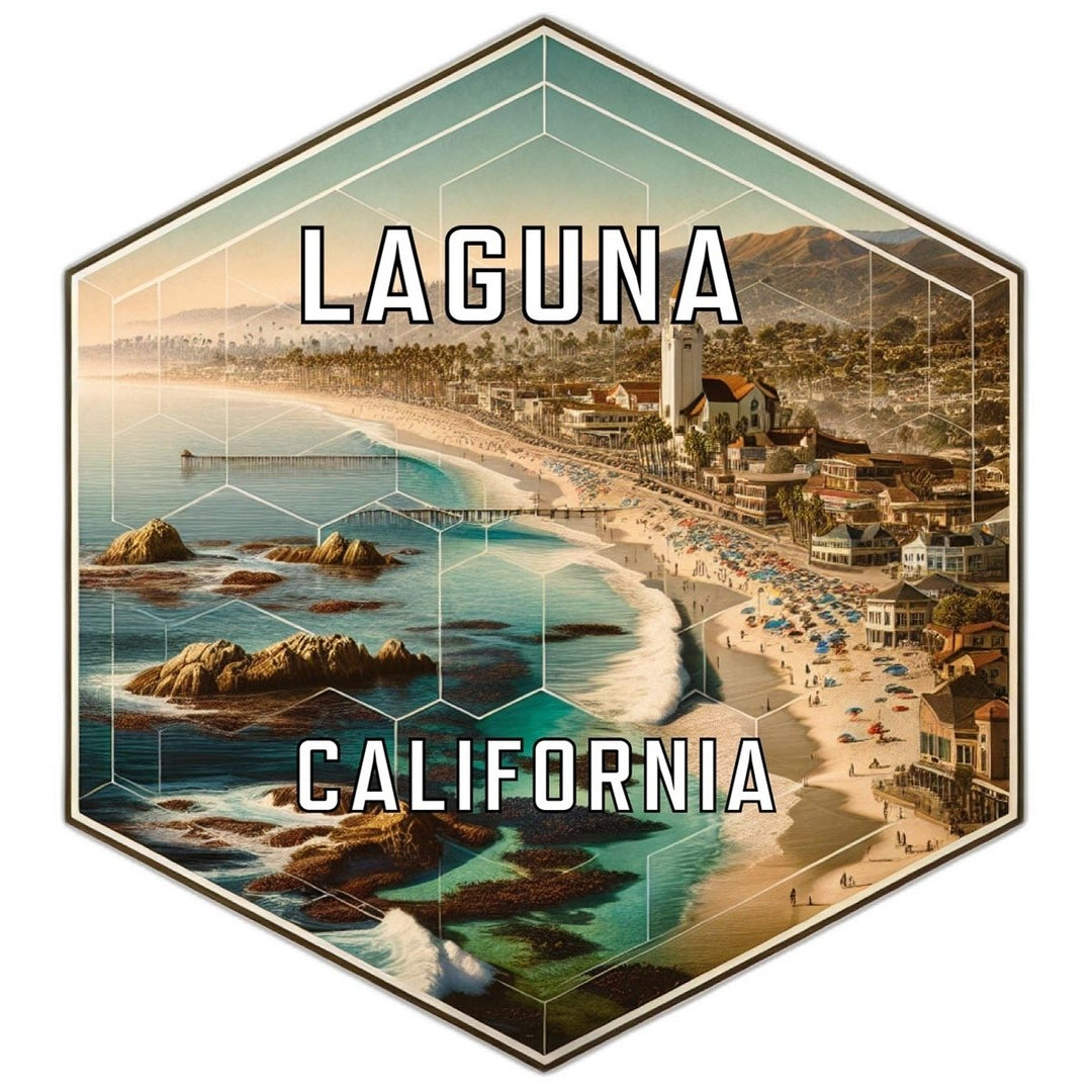 Laguna California Souvenir Travel Destination Die Cut Hexagon Fridge Magnet Image 1