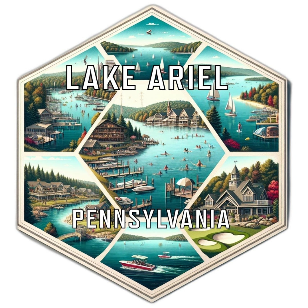 Lake Ariel Pennsylvania Souvenir Travel Destination Die Cut Hexagon Fridge Magnet Image 1