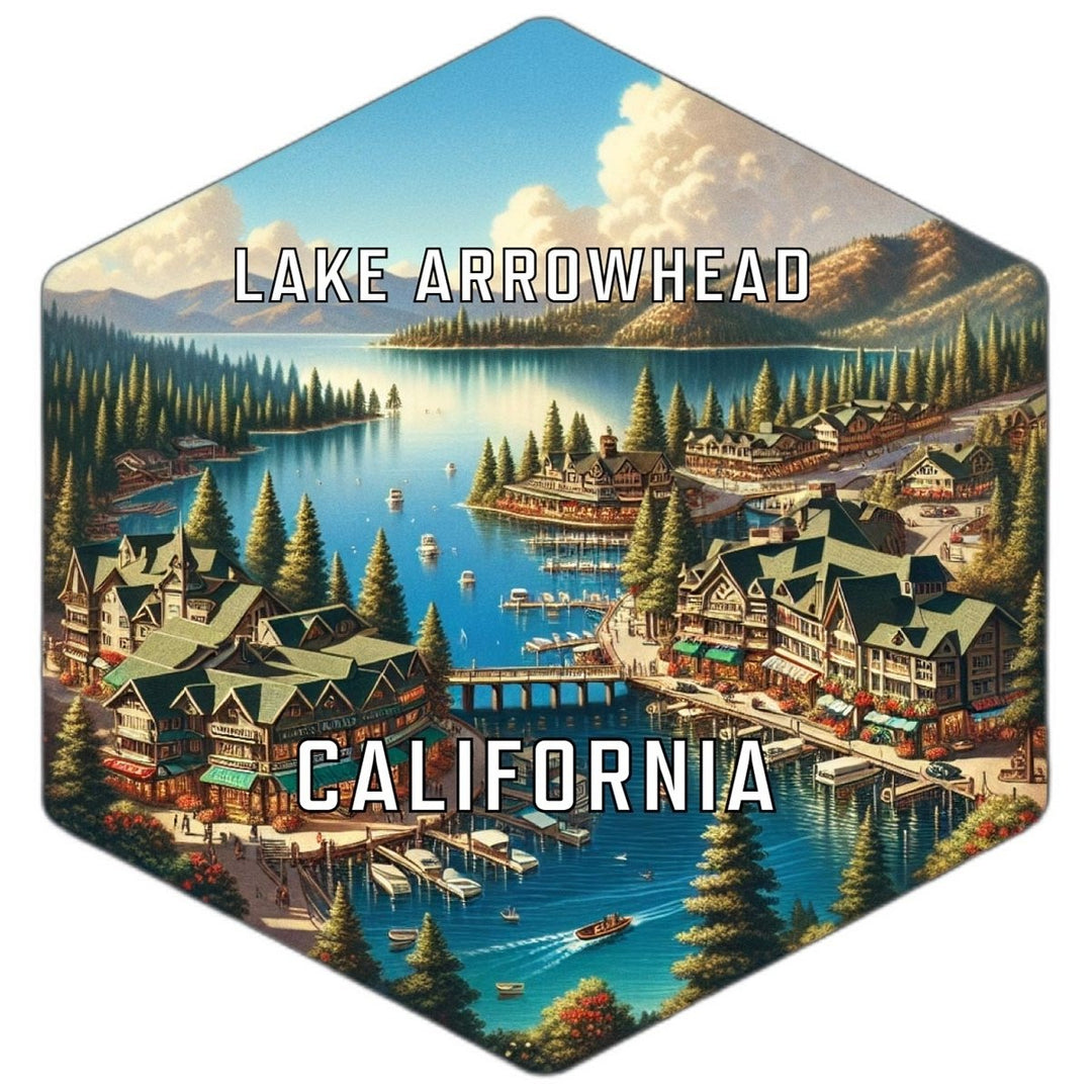 Lake Arrowhead California Souvenir Travel Destination Die Cut Hexagon Fridge Magnet Image 1