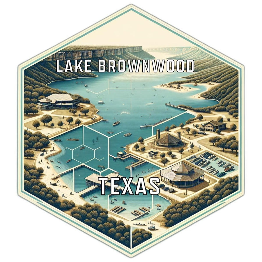 Lake Brownwood Texas Souvenir Travel Destination Die Cut Hexagon Fridge Magnet Image 1