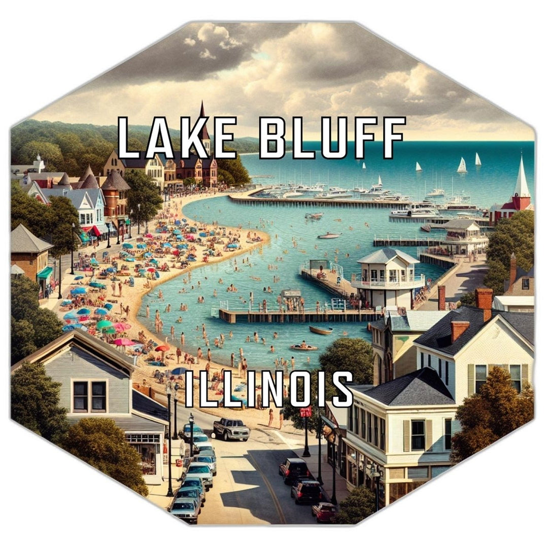 Lake Bluff Illinois Souvenir Travel Destination Die Cut Hexagon Fridge Magnet Image 1