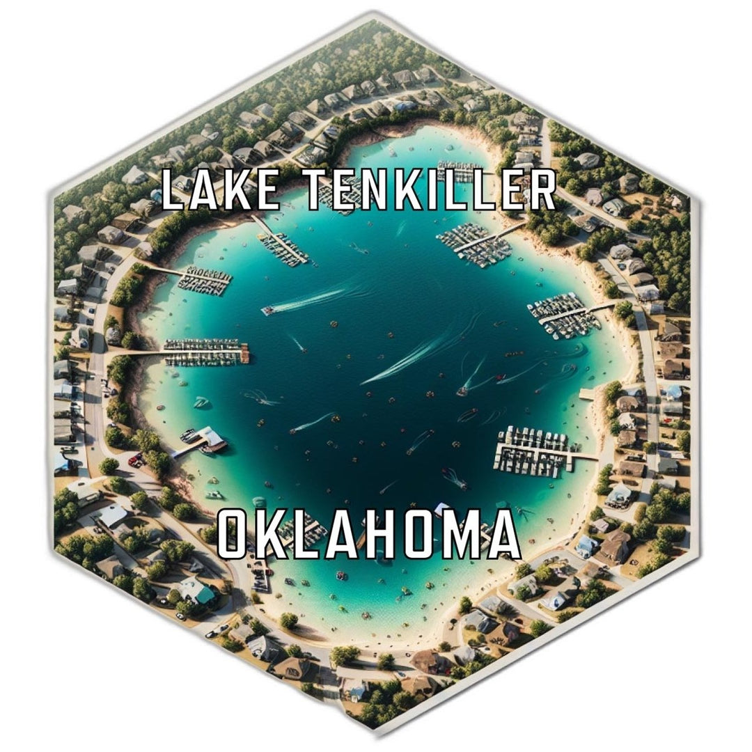 Lake Tenkiller Oklahoma Souvenir Travel Destination Die Cut Hexagon Fridge Magnet Image 1