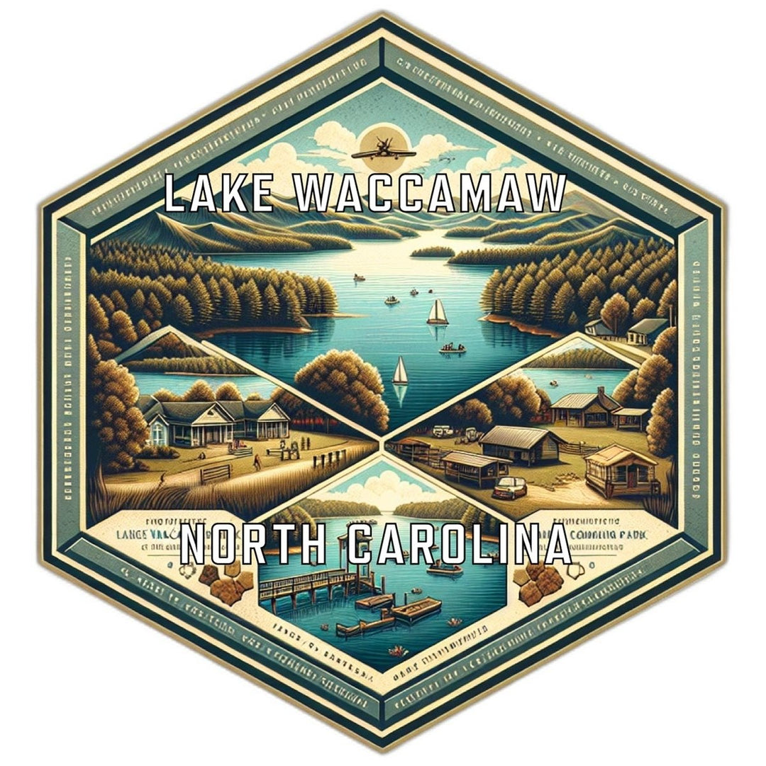 Lake Waccamaw North Carolina Souvenir Travel Destination Die Cut Hexagon Fridge Magnet Image 1