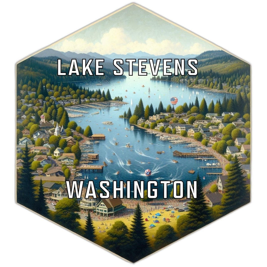 Lake Stevens Washington Souvenir Travel Destination Die Cut Hexagon Fridge Magnet Image 1