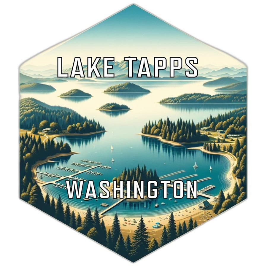 Lake Tapps Washington Souvenir Travel Destination Die Cut Hexagon Fridge Magnet Image 1