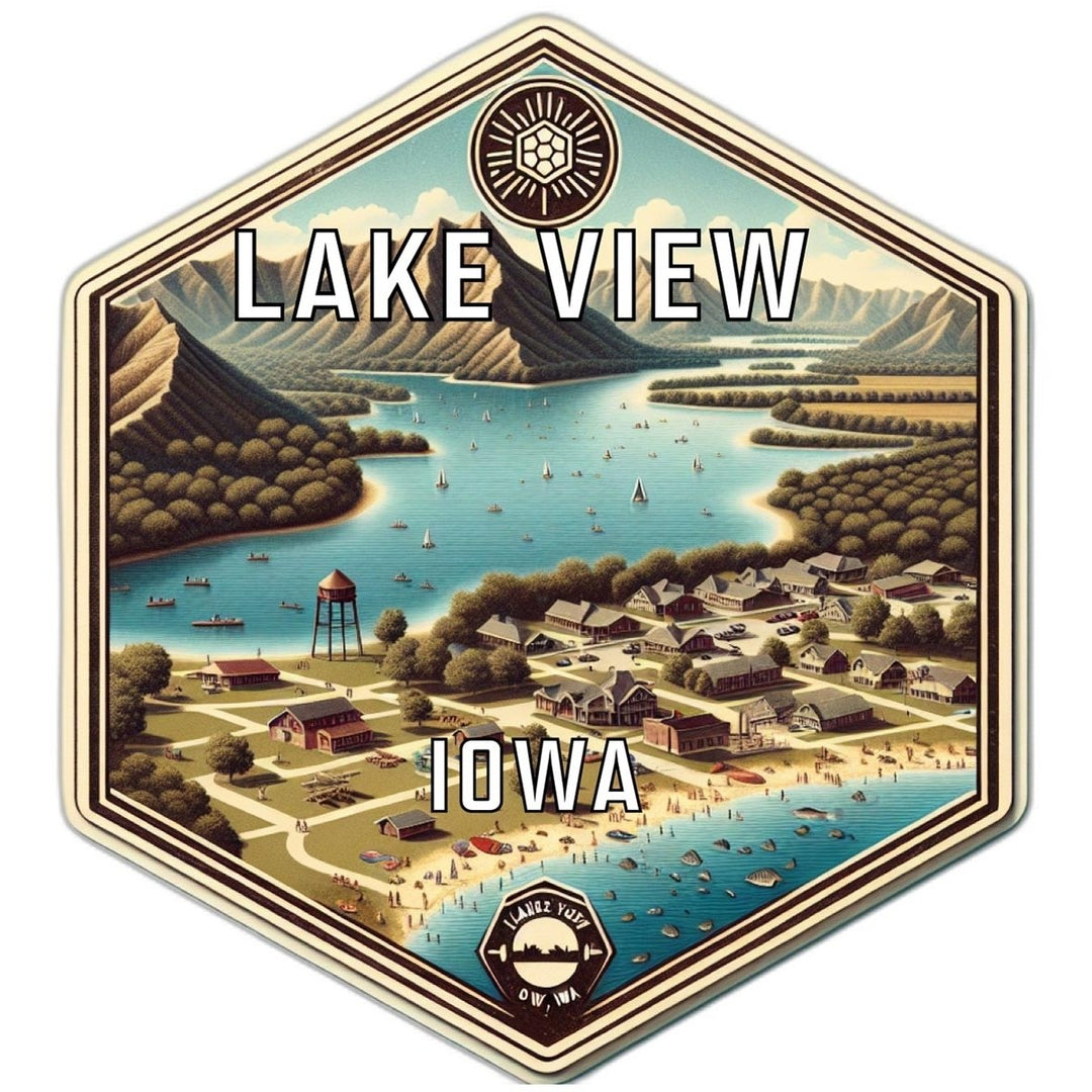 Lake View Iowa Souvenir Travel Destination Die Cut Hexagon Fridge Magnet Image 1