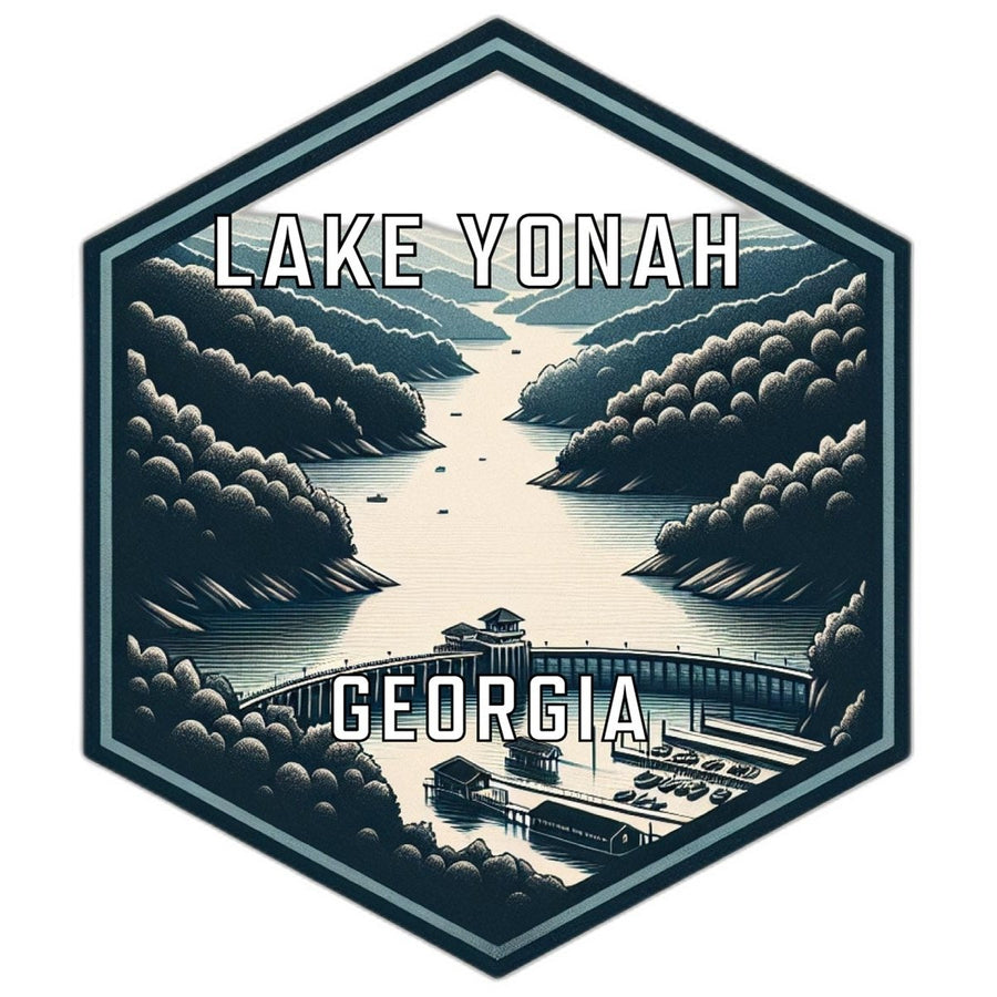 Lake Yonah Georgia Souvenir Travel Destination Die Cut Hexagon Fridge Magnet Image 1