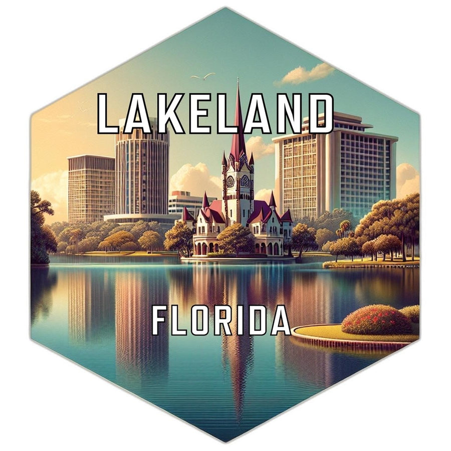 Lakeland Florida Souvenir Travel Destination Die Cut Hexagon Fridge Magnet Image 1