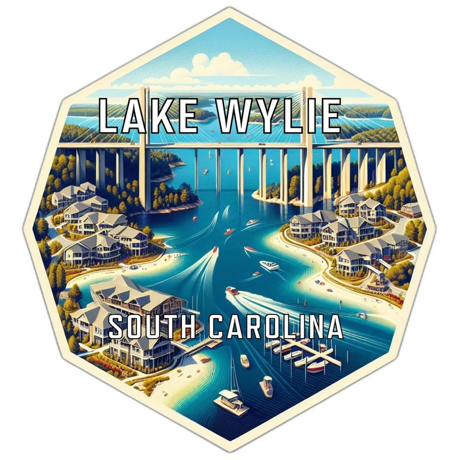 Lake Wylie South Carolina Souvenir Travel Destination Die Cut Hexagon Fridge Magnet Image 1