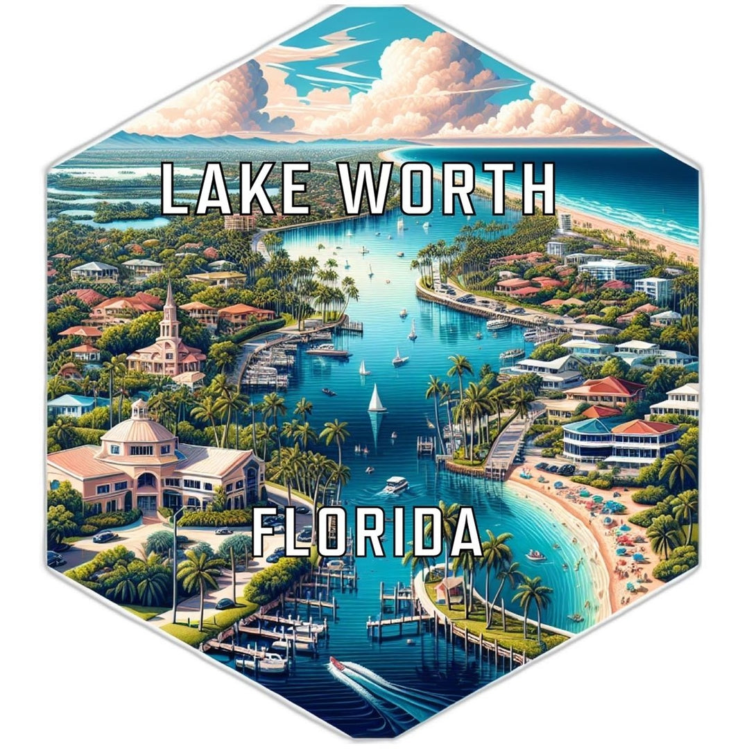 Lake Worth Florida Souvenir Travel Destination Die Cut Hexagon Fridge Magnet Image 1