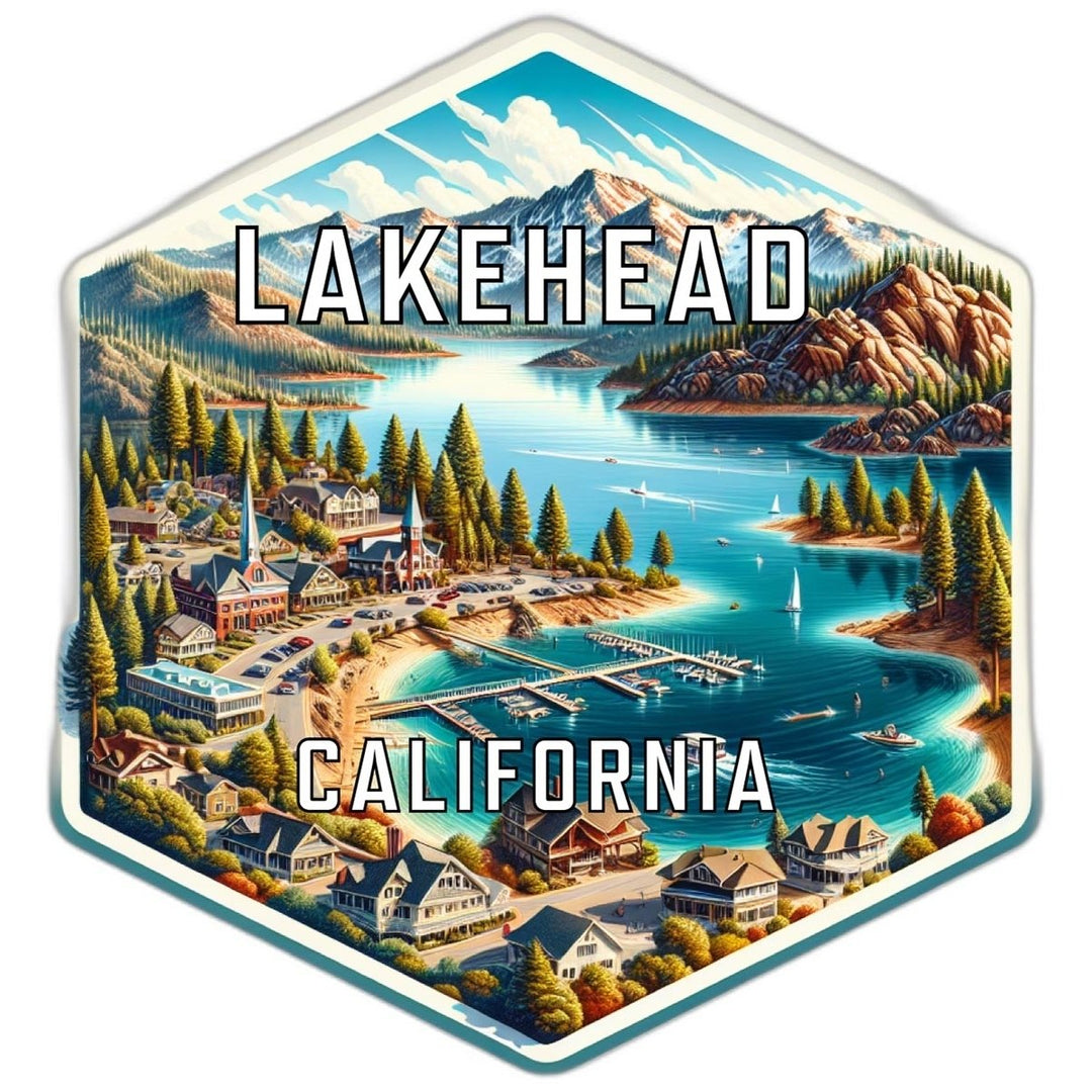 Lakehead California Souvenir Travel Destination Die Cut Hexagon Fridge Magnet Image 1