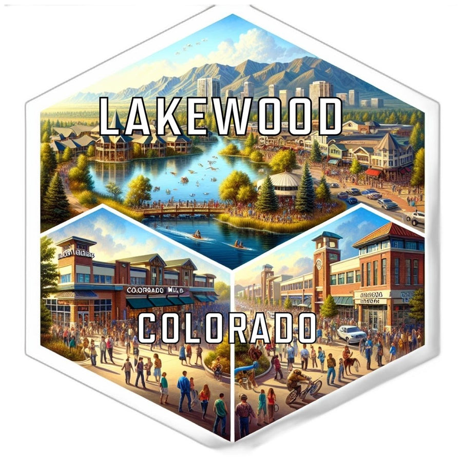 Lakewood Colorado Souvenir Travel Destination Die Cut Hexagon Fridge Magnet Image 1