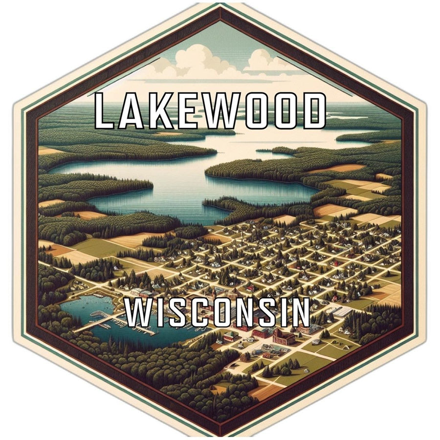 Lakewood Wisconsin Souvenir Travel Destination Die Cut Hexagon Fridge Magnet Image 1