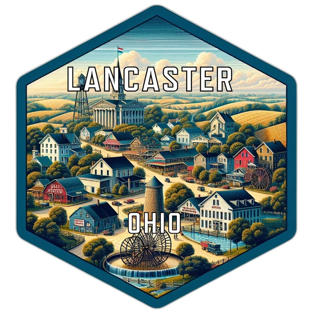 Lancaster Ohio Souvenir Travel Destination Die Cut Hexagon Fridge Magnet Image 1