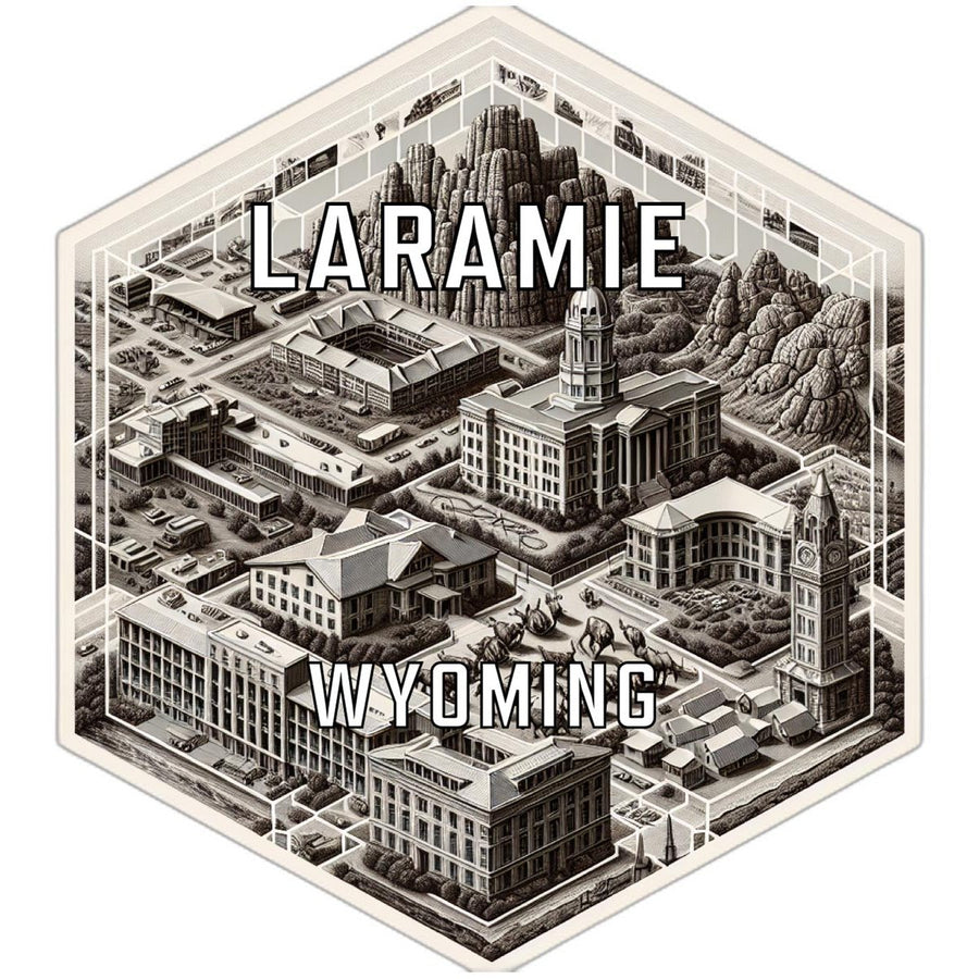 Laramie Wyoming Souvenir Travel Destination Die Cut Hexagon Fridge Magnet Image 1