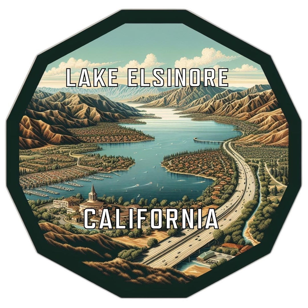 Lake Elsinore California Souvenir Travel Destination Die Cut Hexagon Fridge Magnet Image 1