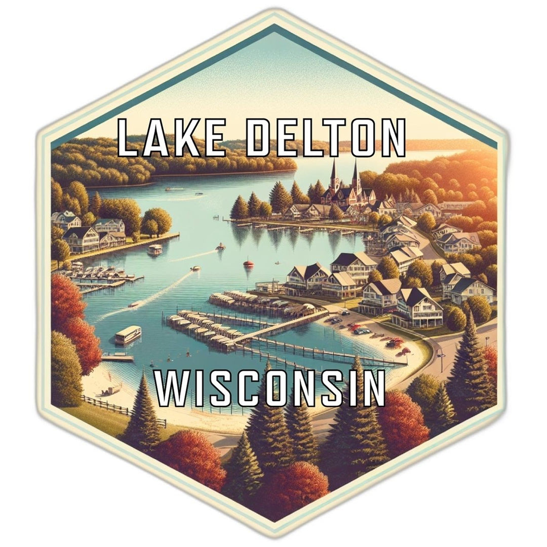 Lake Delton Wisconsin Souvenir Travel Destination Die Cut Hexagon Fridge Magnet Image 1