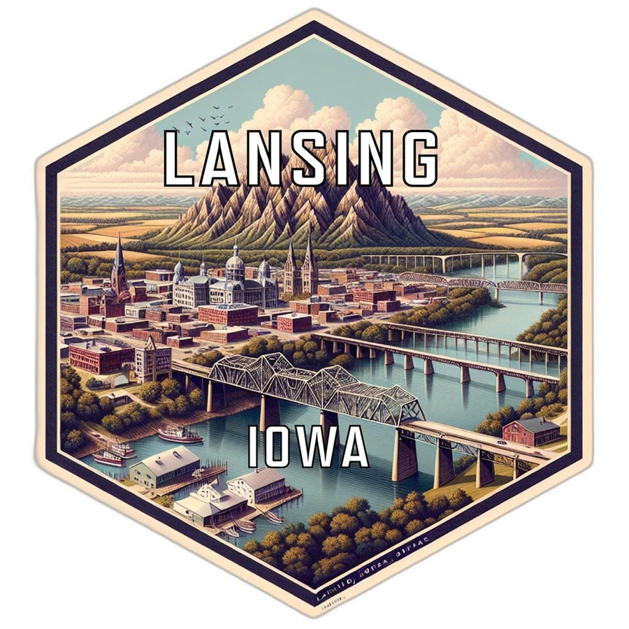 Lansing Iowa Souvenir Travel Destination Die Cut Hexagon Fridge Magnet Image 1