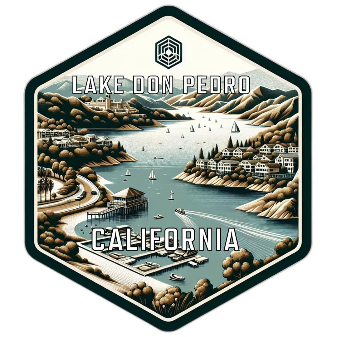 Lake Don Pedro California Souvenir Travel Destination Die Cut Hexagon Fridge Magnet Image 1