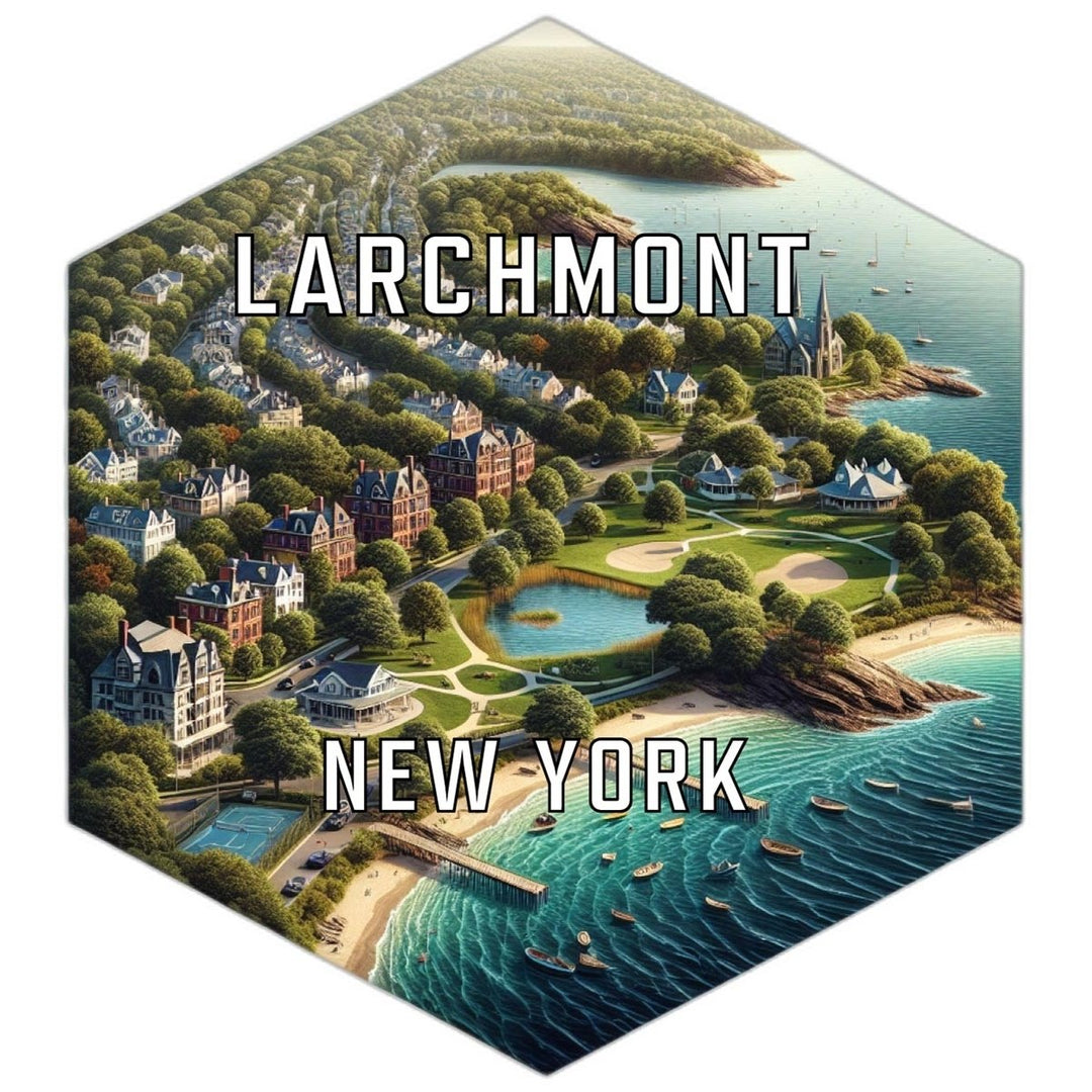 Larchmont York Souvenir Travel Destination Die Cut Hexagon Fridge Magnet Image 1