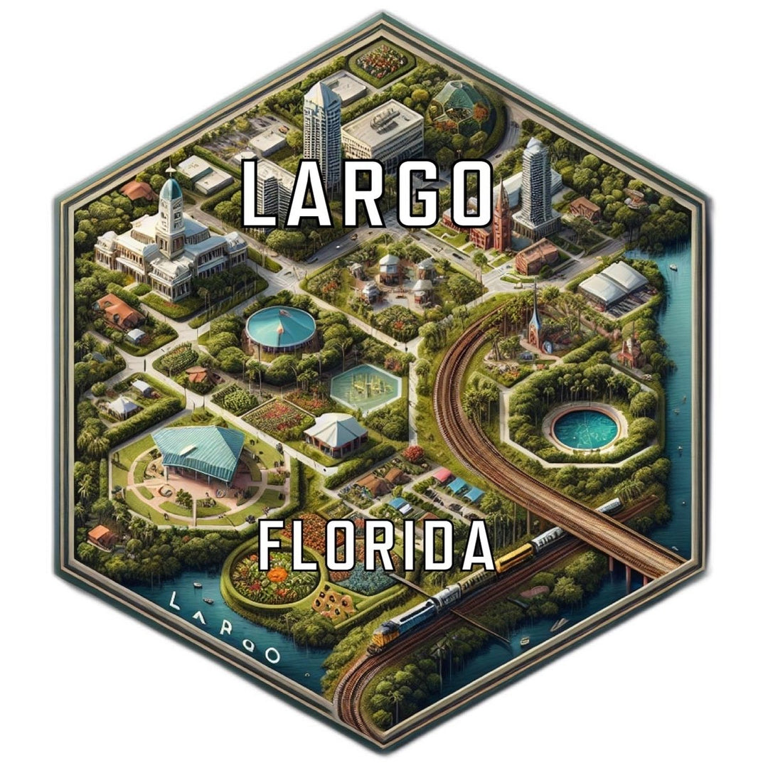 Largo Florida Souvenir Travel Destination Die Cut Hexagon Fridge Magnet Image 1