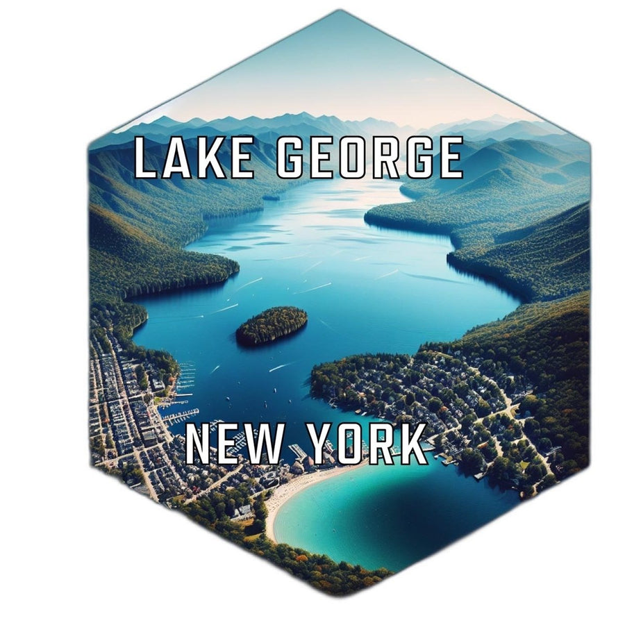 Lake George York Souvenir Travel Destination Die Cut Hexagon Fridge Magnet Image 1