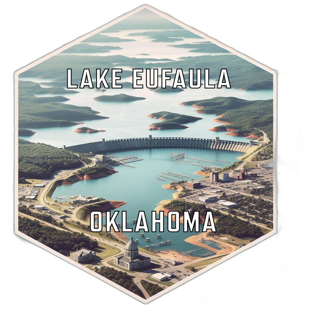 Lake Eufaula Oklahoma Souvenir Travel Destination Die Cut Hexagon Fridge Magnet Image 1