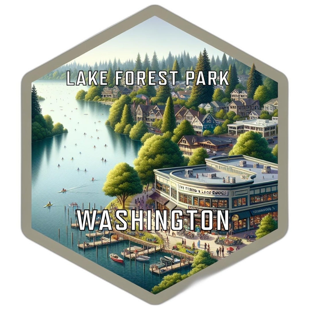 Lake Forest Park Washington Souvenir Travel Destination Die Cut Hexagon Fridge Magnet Image 1