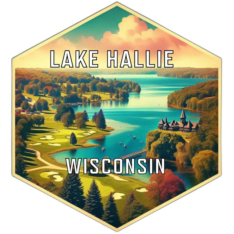 Lake Hallie Wisconsin Souvenir Travel Destination Die Cut Hexagon Fridge Magnet Image 1