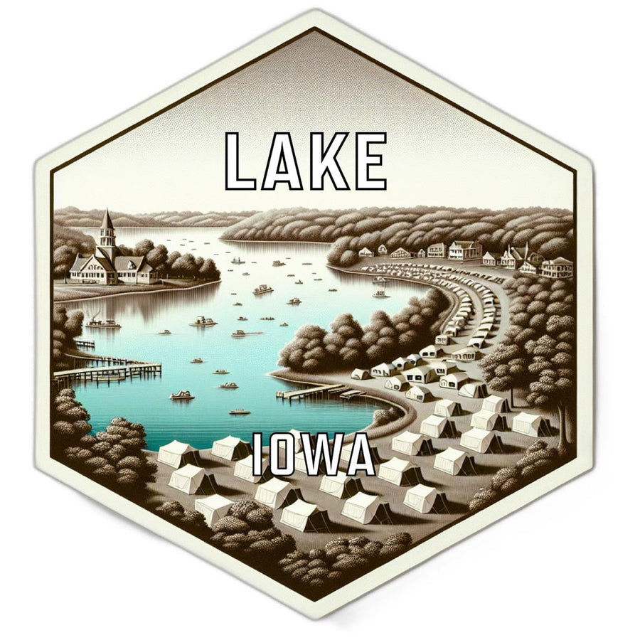 Lake Iowa Souvenir Travel Destination Die Cut Hexagon Fridge Magnet Image 1