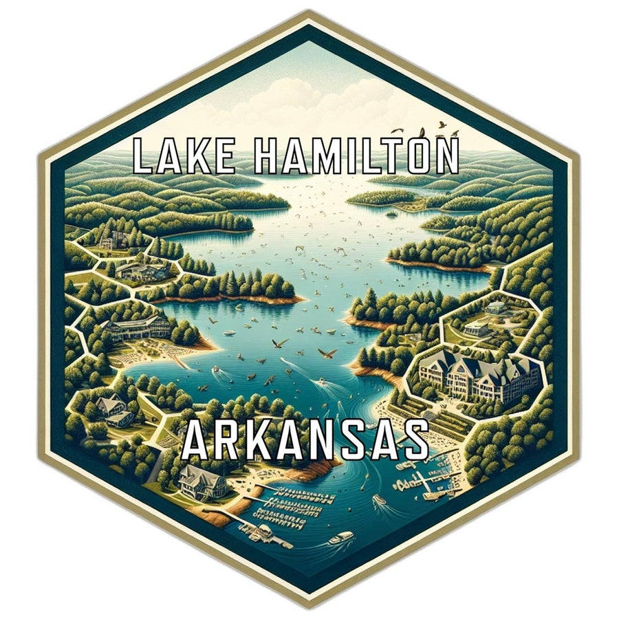 Lake Hamilton Arkansas Souvenir Travel Destination Die Cut Hexagon Fridge Magnet Image 1