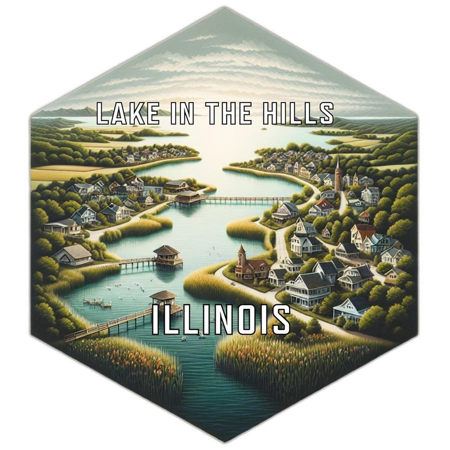 Lake In The Hills Illinois Souvenir Travel Destination Die Cut Hexagon Fridge Magnet Image 1