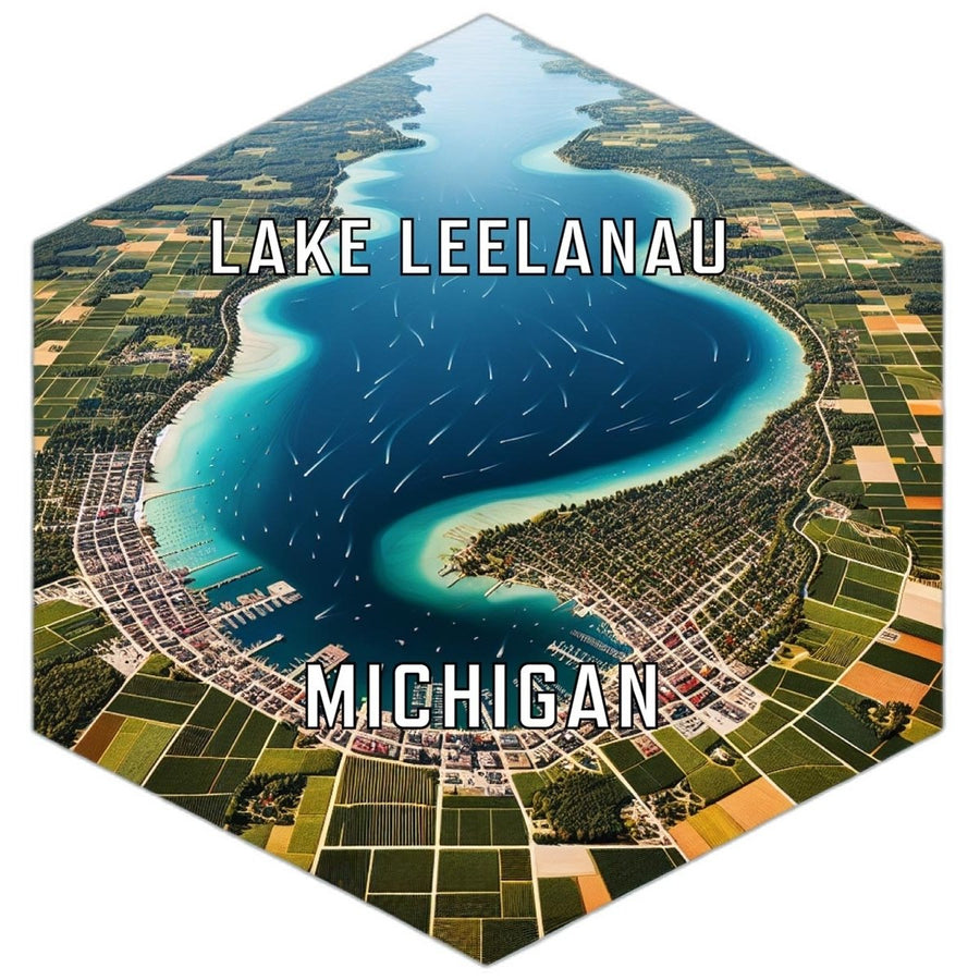 Lake Leelanau Michigan Souvenir Travel Destination Die Cut Hexagon Fridge Magnet Image 1