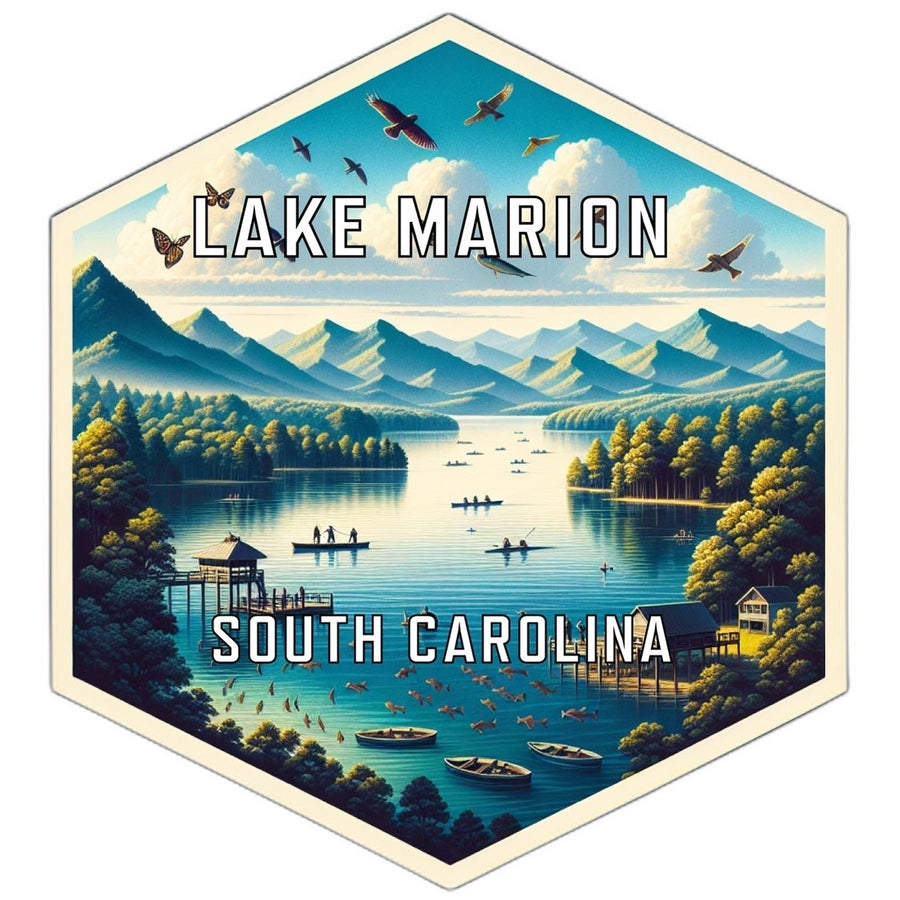 Lake Marion South Carolina Souvenir Travel Destination Die Cut Hexagon Fridge Magnet Image 1