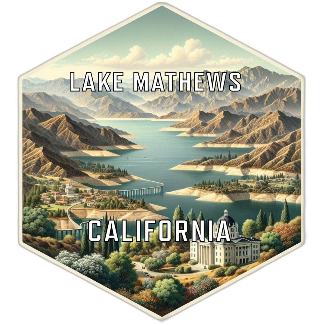 Lake Mathews California Souvenir Travel Destination Die Cut Hexagon Fridge Magnet Image 1