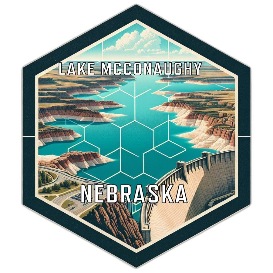 Lake Mcconaughy Nebraska Souvenir Travel Destination Die Cut Hexagon Fridge Magnet Image 1