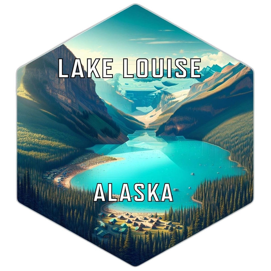 Lake Louise Alaska Souvenir Travel Destination Die Cut Hexagon Fridge Magnet Image 1