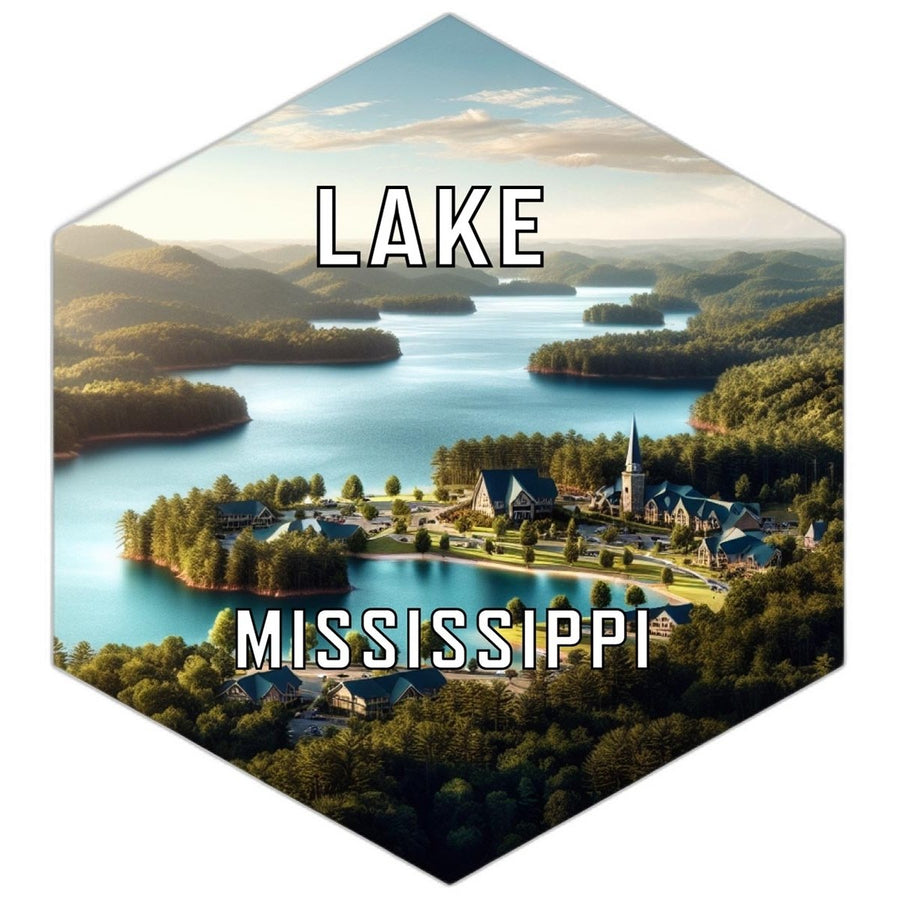 Lake Mississippi Souvenir Travel Destination Die Cut Hexagon Fridge Magnet Image 1