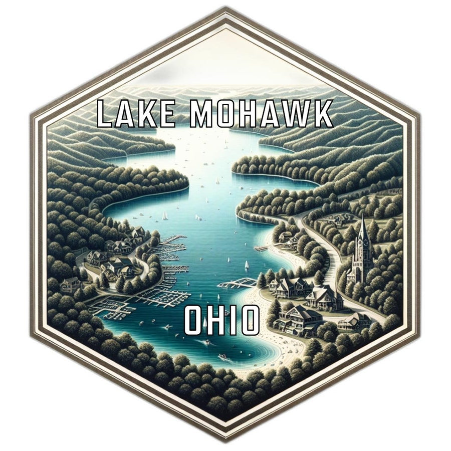 Lake Mohawk Ohio Souvenir Travel Destination Die Cut Hexagon Fridge Magnet Image 1