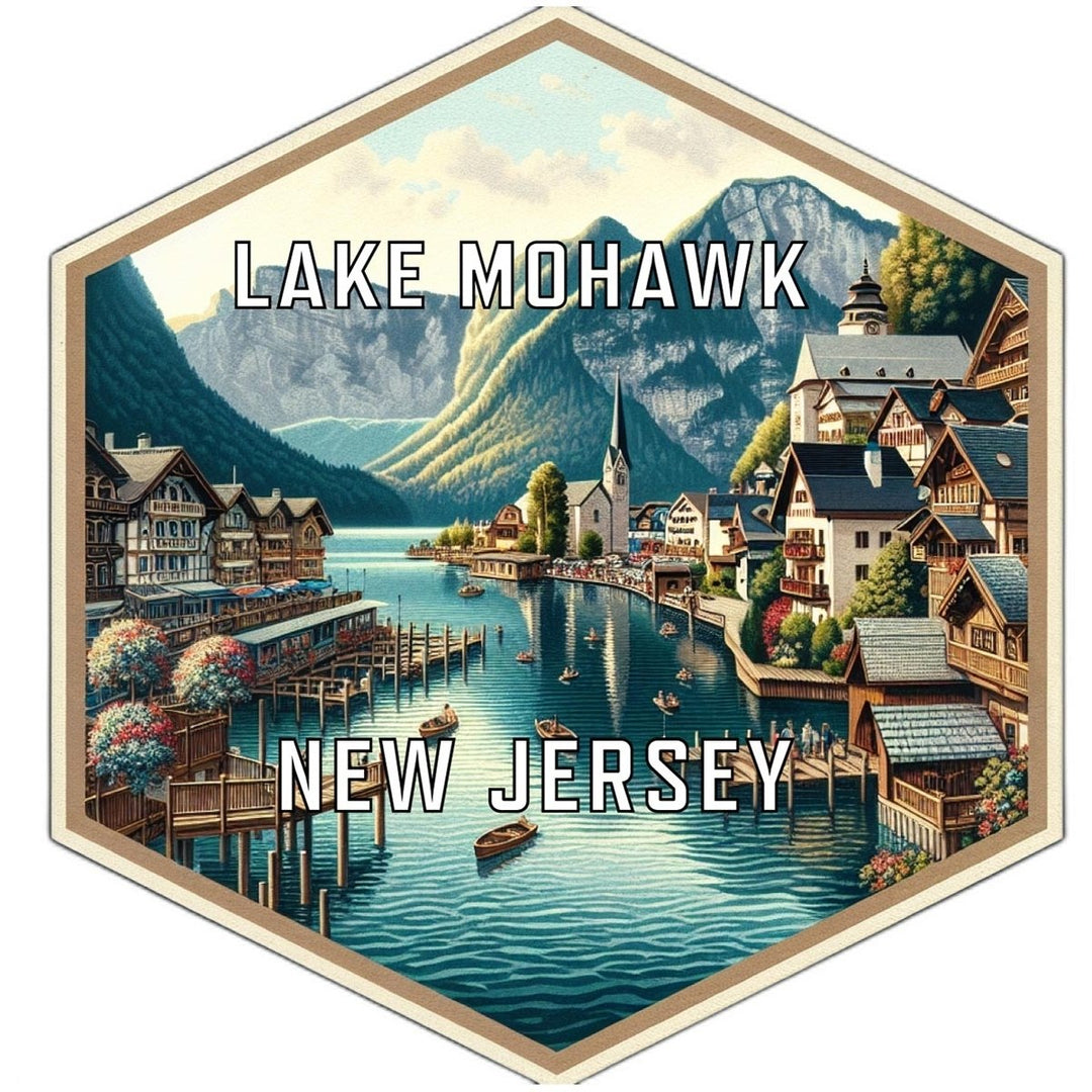 Lake Mohawk Jersey Souvenir Travel Destination Die Cut Hexagon Fridge Magnet Image 1